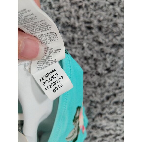 CUPSHE Floral High Rise Swim Bottoms Womens SZ M Roses Light‎ Blue Beach NEW - Picture 9 of 11